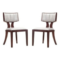 Manhattan Comfort Pulitze 18.1" Faux Leather Dining Chair in Silver (Set of 2)