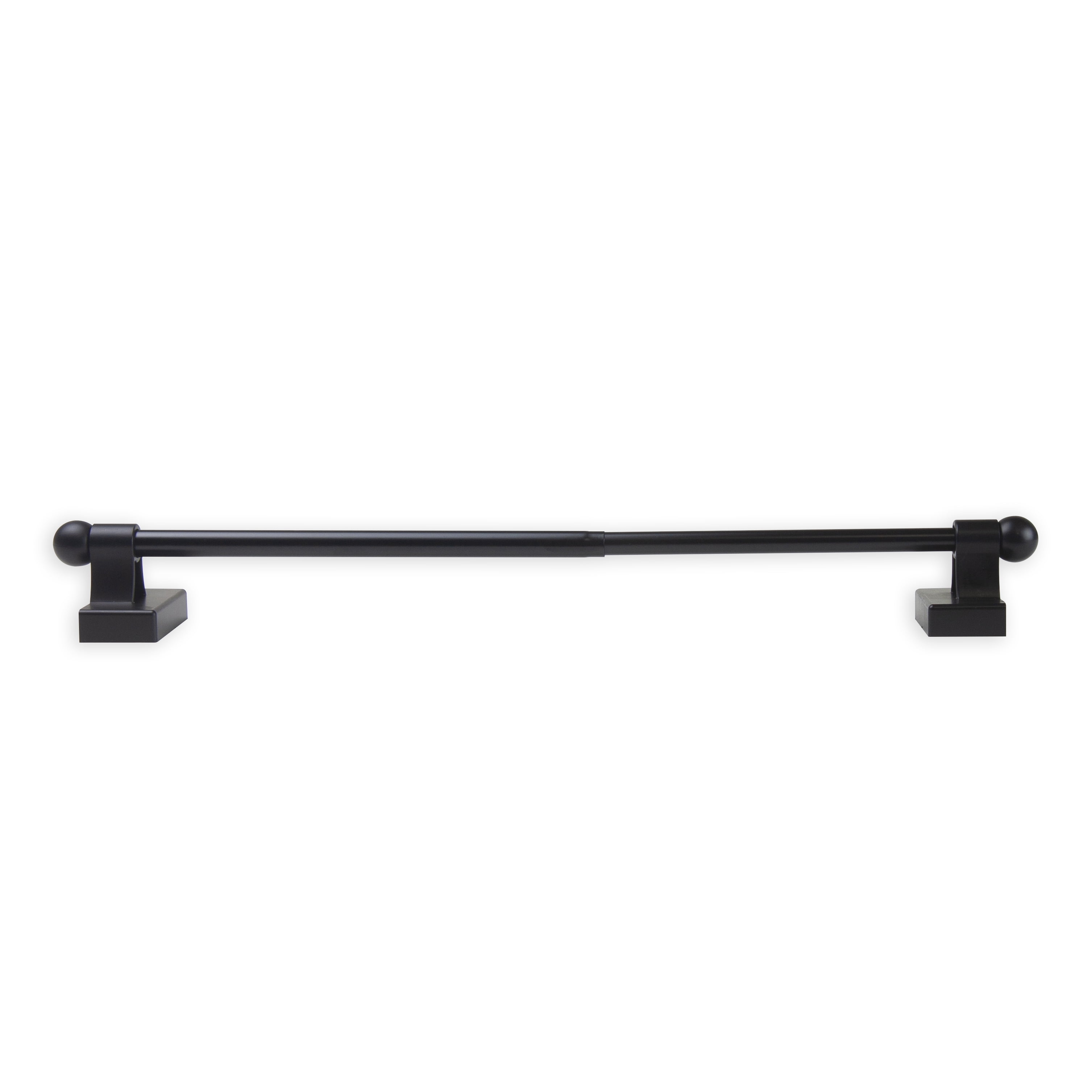 Adjustable 28" to 48" Magnetic Curtain Rod - Black ( Set of 2)