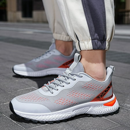 

YOUSNH Men Sports Shoes Fashionable New Pattern Simple Color Blocking Mesh Breathable Comfortable Non Casual Shoes Sneakers for Men Orange 9.5