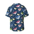 thumbnail image 2 of Vsdgher Colorful Cartoon Shark Print Men's Wrinkle Free Untucked Cuban Shirt Business Casual Button Down Shirts Short Sleeve Shirt, 2 of 7