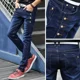 thumbnail image 3 of Pantalones vaqueros para hombre con bolsillos, pantalones vaqueros masculinos, pantalones de invierno, negros, ajustados, ajustados, estilo Y 2k, moda coreana vintage, 3 of 5