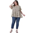 thumbnail image 3 of DARING DIVA Women's Plus Polka Dots Ruffle Sleeves Babydoll Tiered Blouse 4X Apricot, 3 of 6