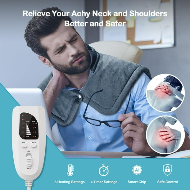 Almohadilla Termica para Cuello y Hombros Regalos del Dia de la Madre para Mama Mujer Almohadilla Termica Pesada de 2 Libras para el Dolor 6 Configuraciones de Calor Cuenta Regresiva de 2H