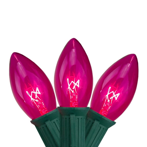 Northlight Transparent C9 Christmas String Lights - Pink - 24' Green Wire - 25ct