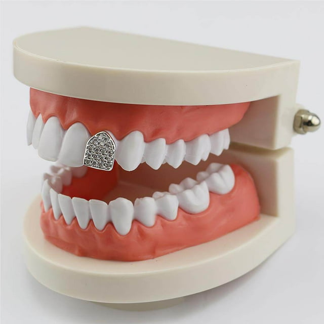 Hip Hop Teeth Personality Grills Single Teeth Exquisite Micro-Inlaid Zircon Braces Fashion Teeth Grills Set Grills Teeth Decoration for Halloween Party Performance
