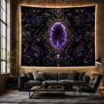 thumbnail image 6 of Amethyst Crystals in an Ornate Gold Frame, Mystical Gothic for Crystal Lovers, Gemstone Wall Art, Halloween Gift, Tapestry Wall Hanging for Bedroom, Living Room and Studio, 6 of 7