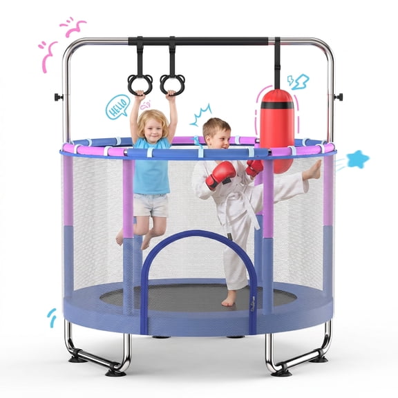 Evitormill 55-65" Kids Trampoline with Safety Net and Hammock, Indoor Outdoor Fun for Toddlers, Gifts for Kids, 400lbs