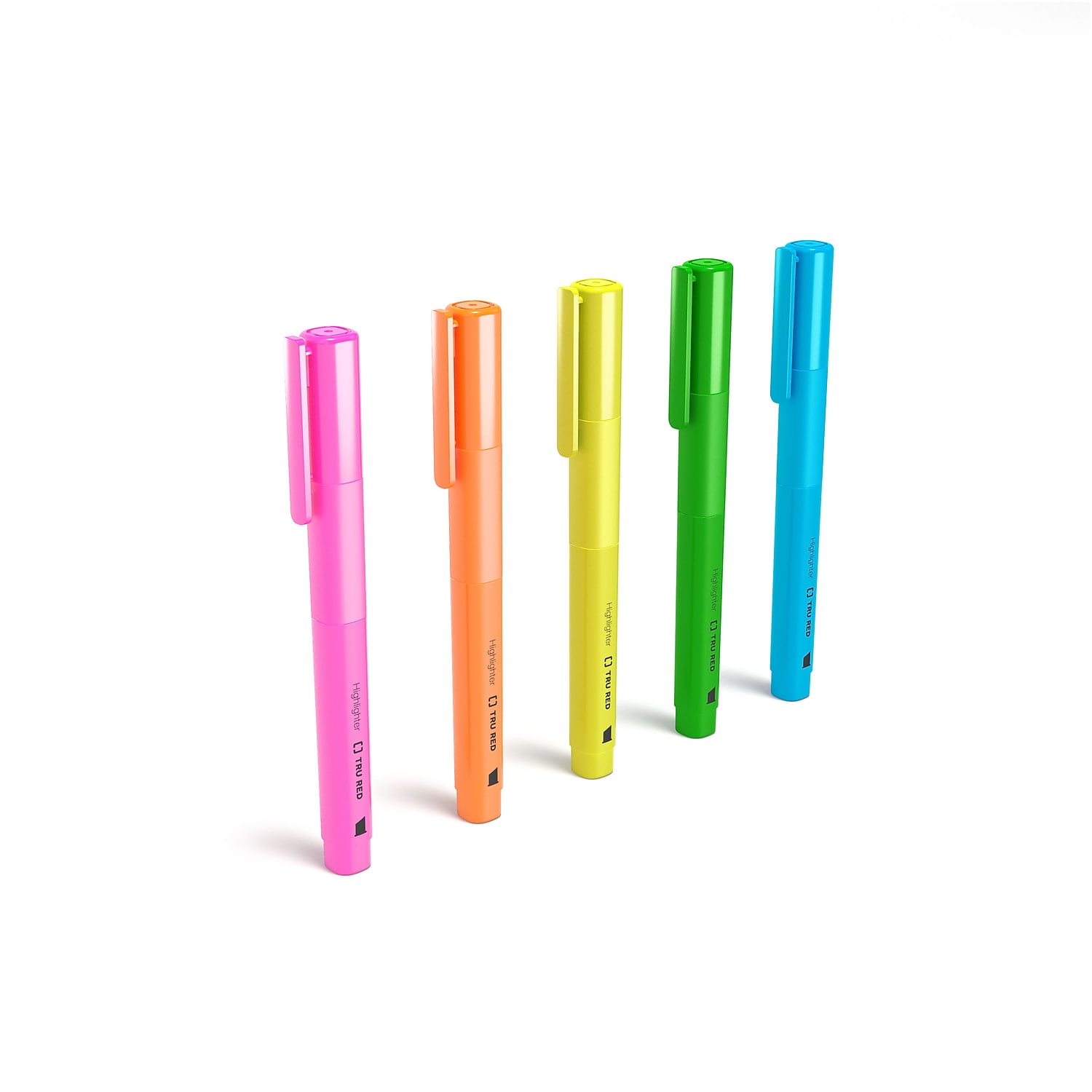 TRU RED Pocket Highlighter with Grip Chisel Tip Asst 5/Pack TR54584