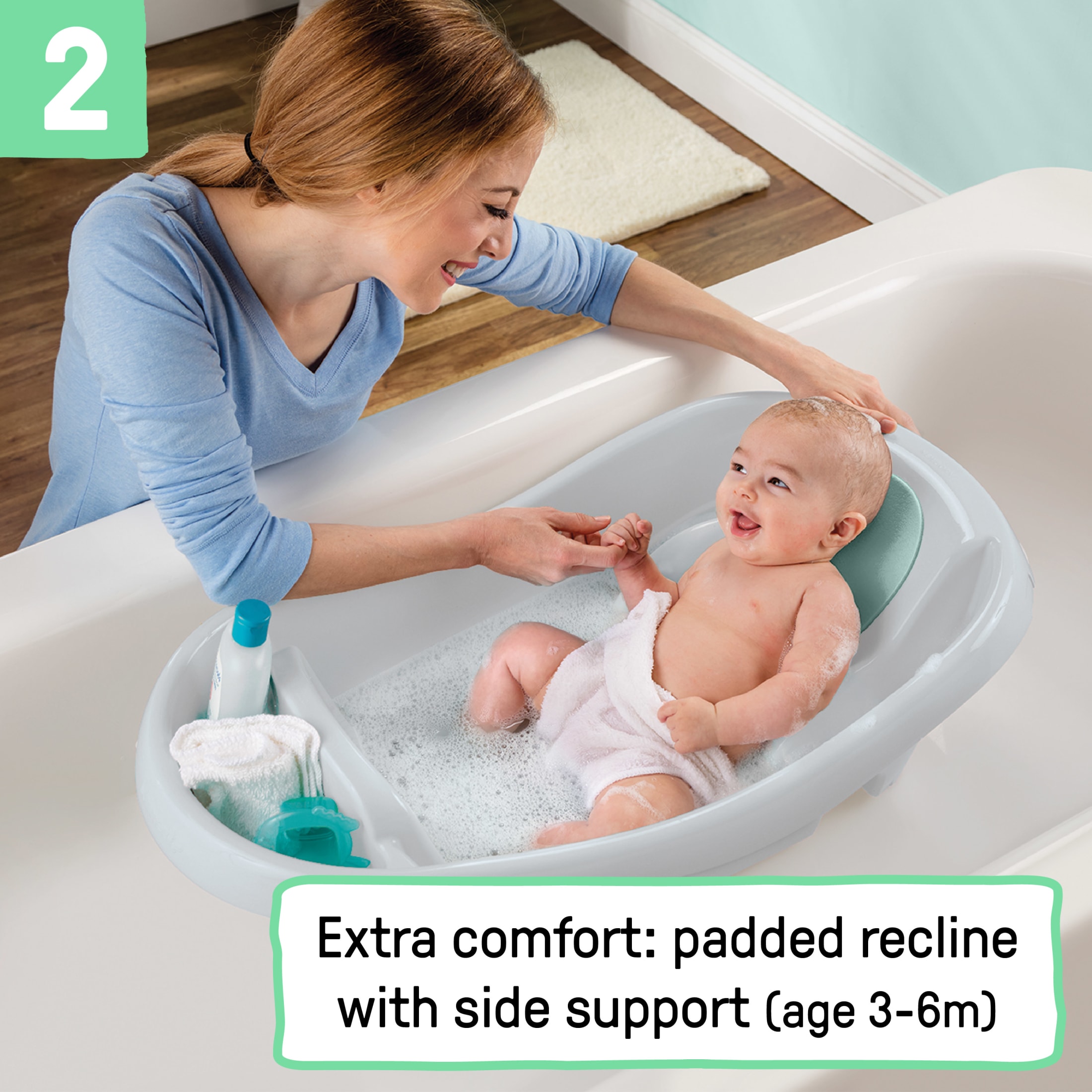 Summer by Ingenuity Comfy Clean Deluxe Newborn to Toddler Bath Tub photo 4