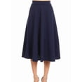 thumbnail image 6 of Women Solid Polyester A-Line Flared Midi Skirt with Elastic Waistband, Size Range S to 3XL, Plain Elegant Casual Bottoms Suitable for Daily Wearing and Conventional Office Working Scenarios, 6 of 10