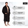 thumbnail image 4 of Ross Michaels Mens Luxury Robe Big & Tall - Plush Fleece Bathrobe Mid Length 400GSM (Black, 3X-Large), 4 of 6