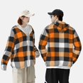 thumbnail image 6 of Kll Orange Plaid Print Men'S Women’s Upf 50+ Sun Protection Outdoor Hoodie Jacket Long Sleeve Fishing Hiking Performance Shirt- Large, 6 of 8