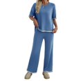 thumbnail image 2 of Short-Sleeved Knitted Trousers Suit Blue M, 2 of 7