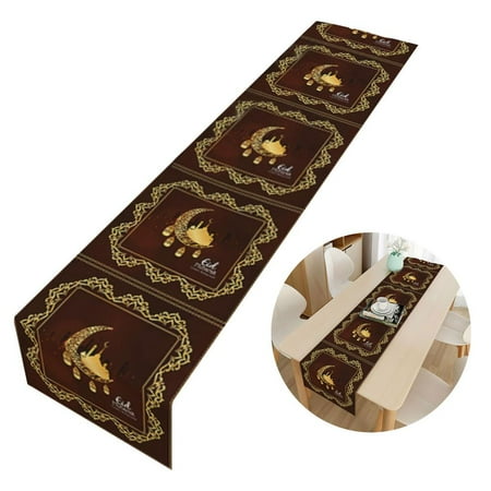 

Famure Eid Mubarak Linen Table Runner Ramadan Decorations for Home Muslim Tablecloth Islamic Table Decor Festival Celebration Party Supplies biological