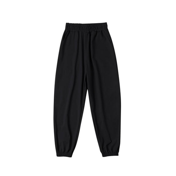 Fesfesfes Kids Solid Color Sports Pants Size 8-13 Years Elastic Waist Baggy Pants Outdoor Comfortable Thin Jogger Pants