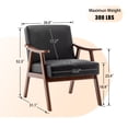 thumbnail image 6 of Hassch Accent Armchair, PU Leather Upholstered Lounge Chair with Curved Armrests and Solid Wood Frame for Living Space & Home Office (Black), 6 of 7