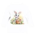 thumbnail image 4 of Girls Easter Shirt Long Sleeve Bunny Rabbit with Chick Watercolor Print Soft Casual Comfortable Crewneck Tee Tops Spring Outfits White,Size 7-8 T, 4 of 5