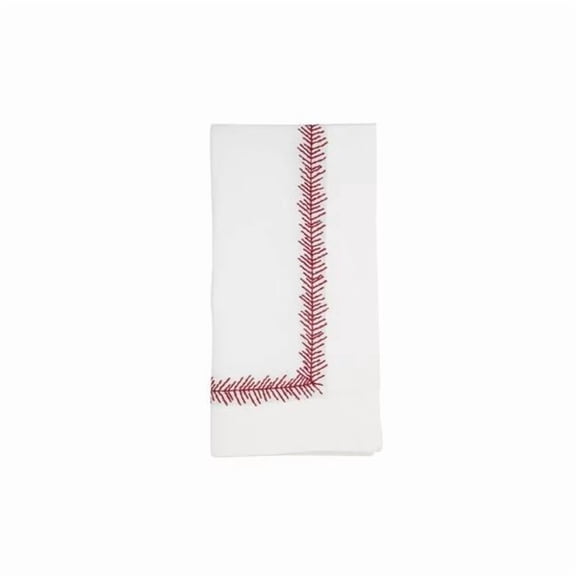 Saro Lifestyle 5065.R20S 20 in. Embroidered Border Table Napkin, Red - Set of 4
