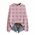 thumbnail image 3 of Winter Plus Size Fall Sweaters for Women Women Christmas Tree Snowflake Reindeer Long Sleeve Knit Xmas Sweater Pink L, 3 of 8