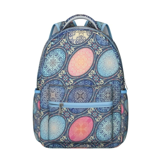 Rustic Style Classic European School Backpack, Scratch-Resistant Composite Material, Adjustable Straps with Traditional Geometric and Abstract Boho Patterns, Large Capacity for Outdoor Use