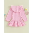 thumbnail image 4 of Jxzom Kids Little Girl Swim Cover Up Dress Toddler Zip-Up Hoodie Beach Pool Bathing Suit Robe Terry Swimsuit Coverup, 4 of 8