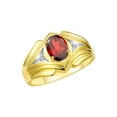 thumbnail image 4 of RYLOS Men's Rings Yellow Gold Plated Silver Rings Classic Designer Style 9X7MM Gemstone &  Diamond Ring Garnet January Birthstone Rings For Men, Size 12, 4 of 7