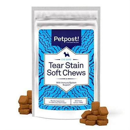 UPC: 0859654006117 | Petpost | Tear Stain Remover Soft Chews – Delicious Eye Stain Supplement for Dogs – Perfect Natural Treatment for Tear Stains on Maltese Chihuahua Shih Tsu and All White Fur Angels (90 Daily Chews)