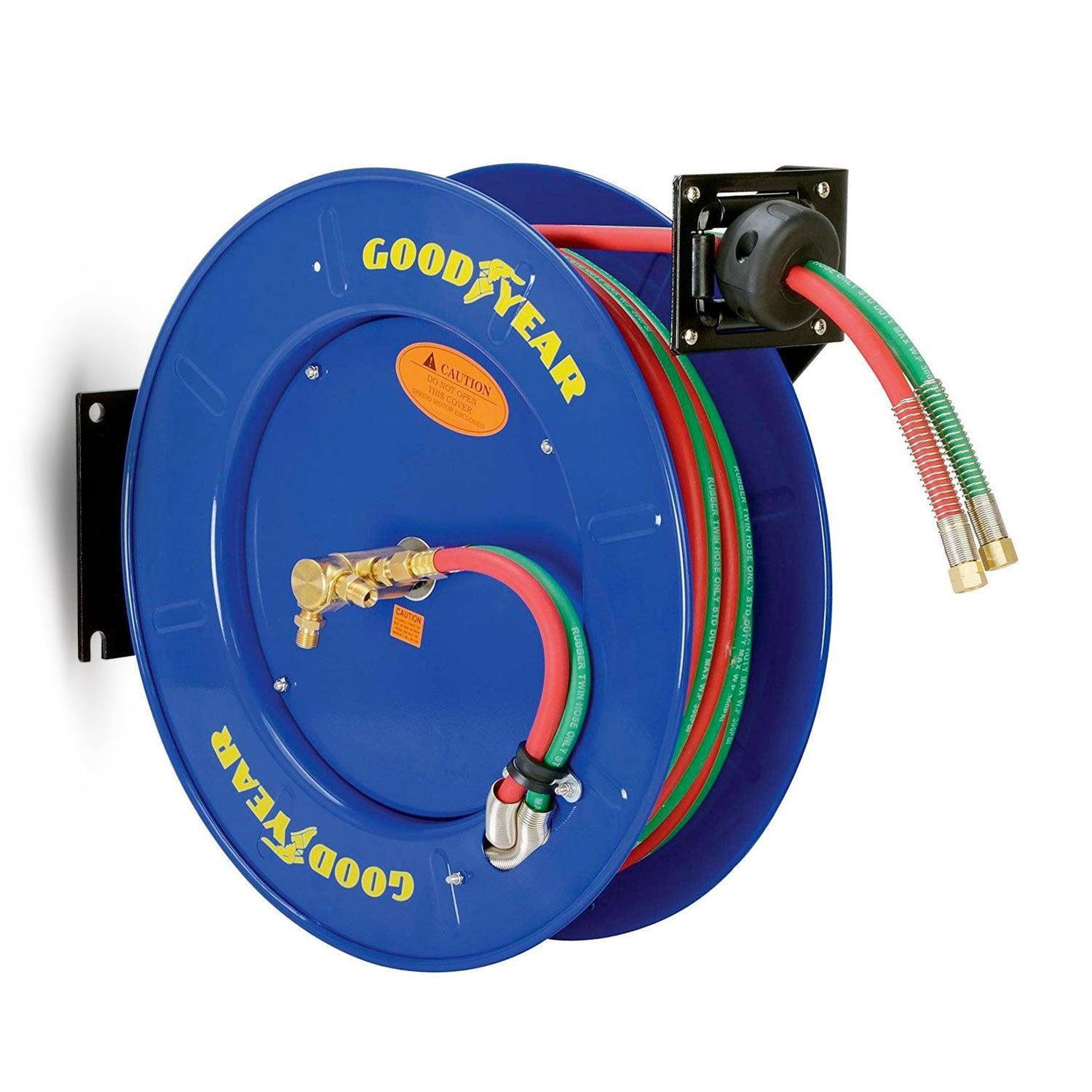 GOODYEAR Spring Driven Steel Retractable Hose Reel (1/4 in. x 50 ft.- Welding Reel)