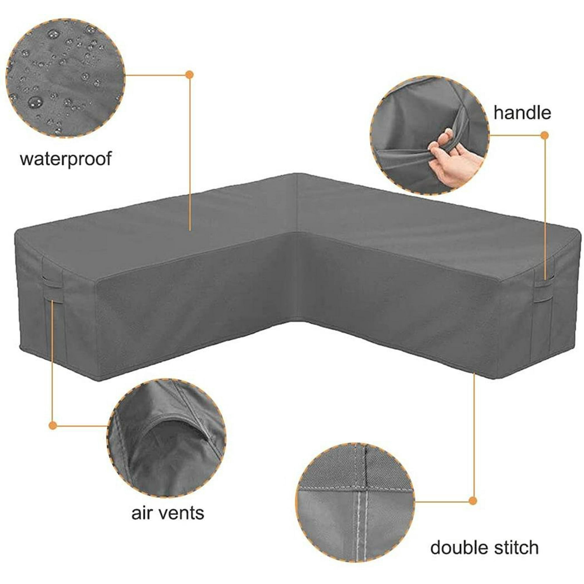 Thickened Waterproof Patio L Shaped Sectional Sofa Cover Outdoor Large Pet-Resistant Furniture Protector，UV Protected Couch Cover Outdoor