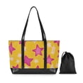 thumbnail image 7 of FORMRS Canvas Laptop Tote Bag for Women with 15.6" Computer Compartments Shoulder Handbag, Large Pink Stars, 7 of 7