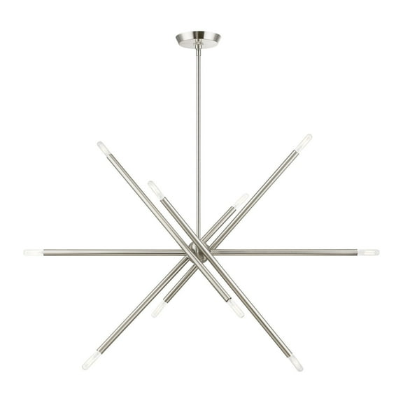 46777-91 Livex Lighting Soho - 10 Light Linear Chandelier In Modern Style-24 Inches Tall and 12 Inches Wide-Brushed Nickel Finish    -Traditional