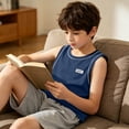 thumbnail image 5 of BCSIOAOI Boys Tank Tops,Crew Neck Contrast Trim Sleeveless Solid Casual Tank Tops Navy 7-8 Years, 5 of 9