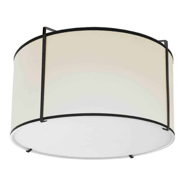 Dainolite Trapezoid 2-Light 80W Fabric Flush Mount Light in Cream/Black