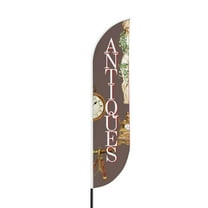 Antiques Sign feather flag for Outdoor by Mavis Printing | 11.5 FEET Long Polyester Outdoor Banner Flag for Easy Hang | HD Print Swooper I Flag Only to Advertise Antiques Business I Flag Only