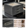 thumbnail image 5 of 3 Layer Jewelry Organizer Box with Glass Lids & 3 Drawers - Elegant Storage Solution for Necklace, Rings，Earrings, and Bracelets - Perfect for Women ASK-301 (Black), 5 of 15