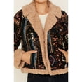 thumbnail image 3 of Shyanne Women's Tapestry Sherpa Lined Button-Down Cropped Jacket - SWFA24O51-NVY Medium  US, 3 of 4