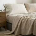 thumbnail image 2 of Simple&Opulence 100% Linen Sheet Set with Embroidery Washed - 3 Pieces (1 Flat Sheet & 1 Fitted Sheet & 1 Pillowcase) Natural Flax Soft Bedding Breathable Farmhouse - Linen, Twin Size, 2 of 4