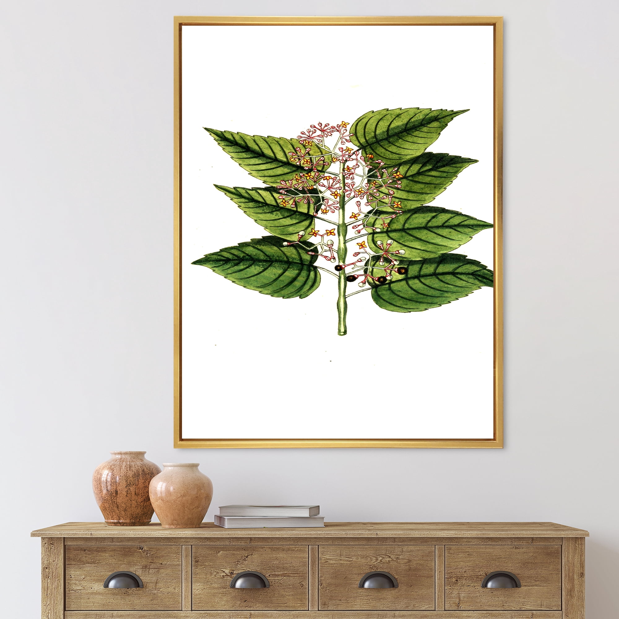 Ancient Plant Life XXVI 24 in x 32 in Framed Painting Canvas Art Print, by Designart