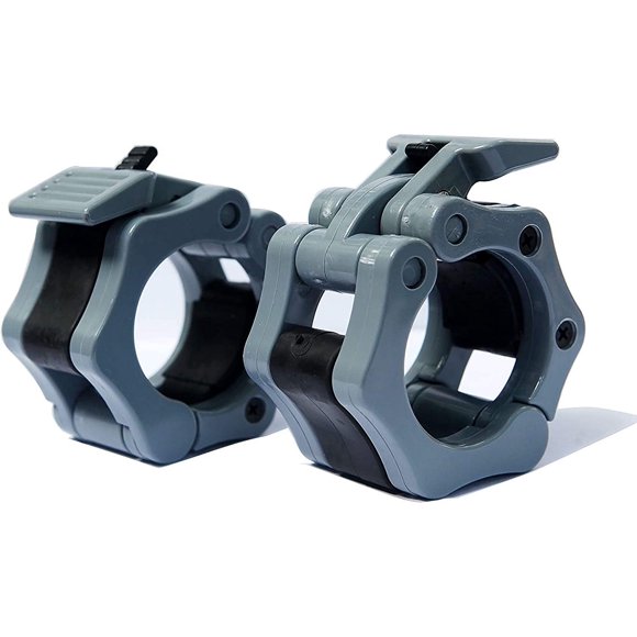 Olympic Barbell Clamps 2 Inch Quick Release Locking Pair of Pro Weight Collars for Olympic Bars and Weight Plates (Set of 2)-Grey