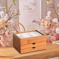 thumbnail image 1 of Joyero de madera de 3 , vitrina decorativa para regalos del Día de Madre, organizador de joyas de madera para anillos, tocador y viajes., 1 of 9