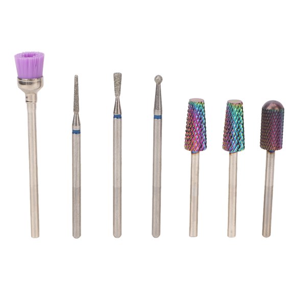 Nail Polishing Heads, Nail Drill Bits Professional Portable 7pcs Fast Remove for Hard Gel
