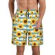 thumbnail image 1 of Balery White Blue Striped Sunflower Traje de Baño Estilo Hawaiano para Hombre, Shorts de Secado Rápido con Bolsillos-Small, 1 of 6