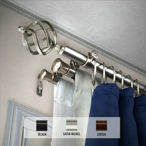 Domovina Morsel 13/16" Triple Curtain Rod-Color:Satin Nickel,Size:66-120"