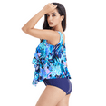 thumbnail image 4 of BIMEI One Piece Mastectomy Swimsuits for Women Pocketed Bathing Suits Floral Print Tummy Control Plus Size Beach Swimwear with Briefs 991,Blue,L, 4 of 10