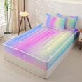 thumbnail image 2 of Erosebridal Colorful Dreamy Stars Zipper Queen Comforter Set with Fitted Sheet and 2 Pillowcases,Rainbow Sequin Print Sky Zipper Bedding Set For Girls,Polkadot Reversible,4 Pieces, 2 of 7