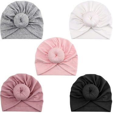 5 Pieces Baby Turban Hats Turban Bun Knot Baby Infant Beanie Baby Girl Soft Cute Toddler Cap
