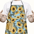 thumbnail image 2 of Blue Green Leaf Sunflower Pattern Apron-Garden Aprons for Women with Pockets-Cotton Linen Waterproof Kitchen Cooking Gardening Aprons Adjustable for Kitchen,Cooking,BBQ and Salon 33x27 Inch, 2 of 7