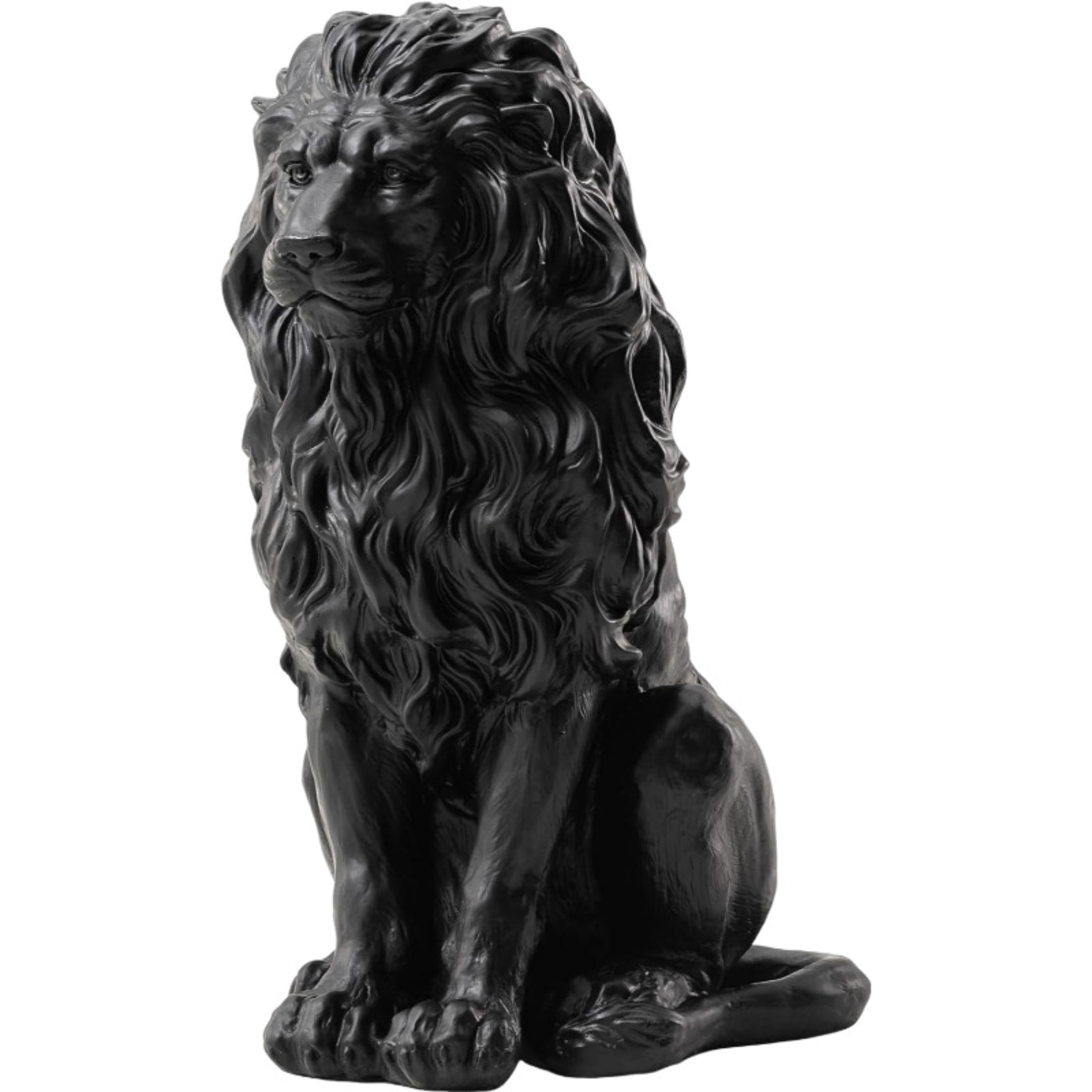 GDF Studio Black Lion Resin Indoor/Outdoor Guardian Statue, Weather-Resistant Decor Figurine for Garden & Courtyard