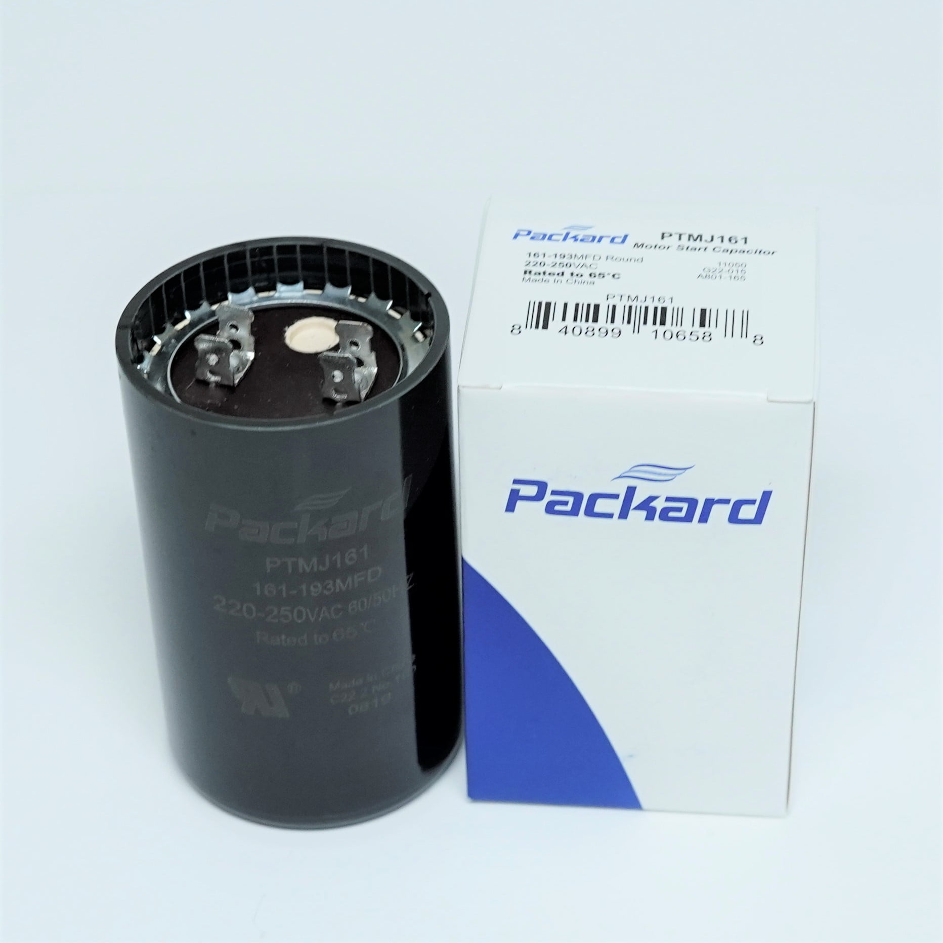 Genuine 840899106069 2-PACK Packard PRMJ130 130-158 MFD 330 Vac Round Start Capacitor