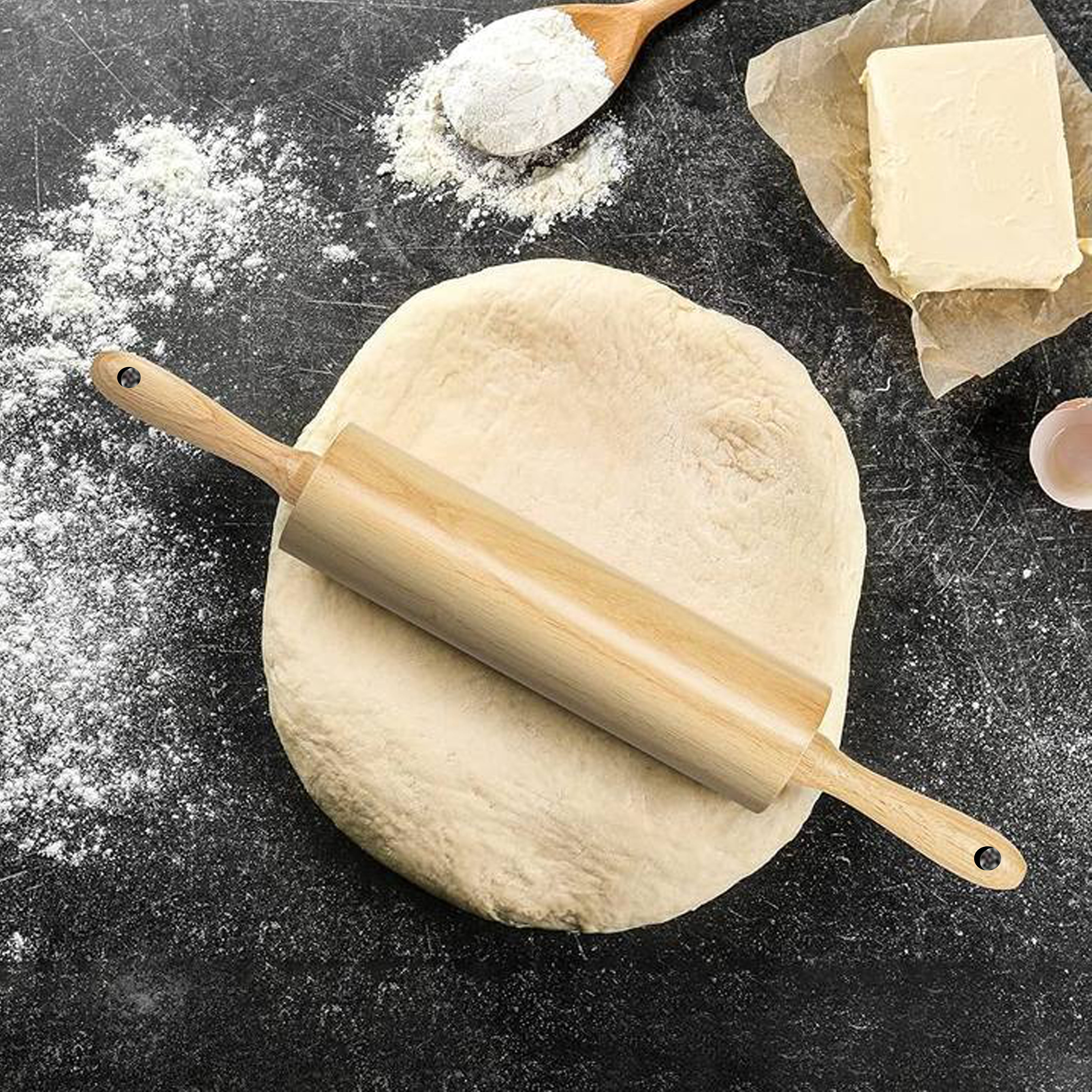 Mainstays Classic Bamboo Rolling Pin, 18.3" x 2.16", Bamboo Color